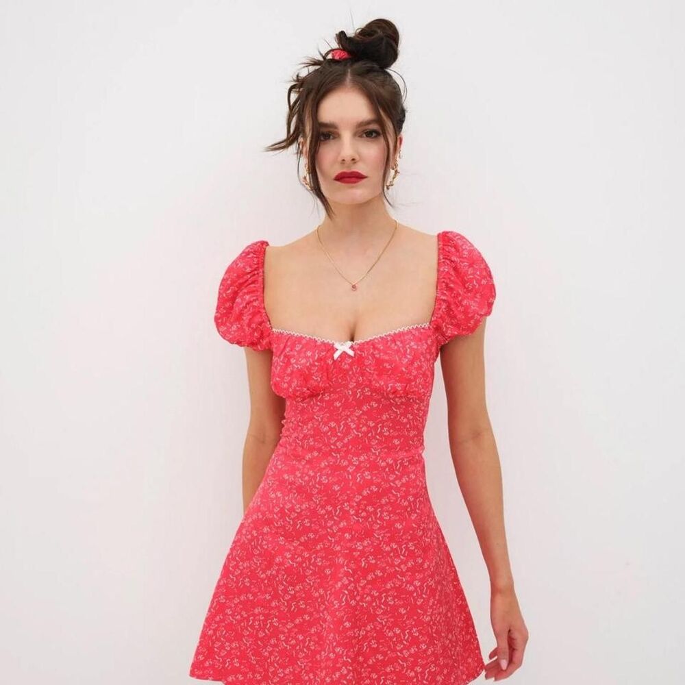 For-love-lemons Women's Pink and Red Dress